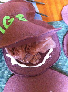 handmade craft felt bones - wiggles concert