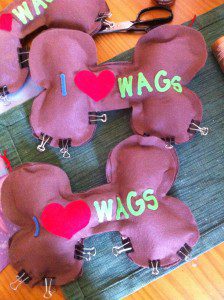 two handmade craft felt bones for the wiggles concert