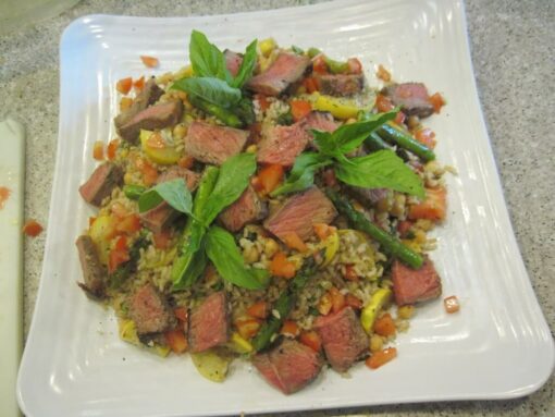 farmers market beef and rice salad