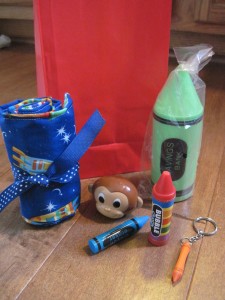 swag bag for crayon party - boys