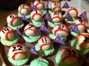 baseball cupcakes