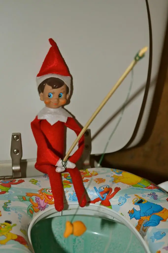 elf on a shelf fishing