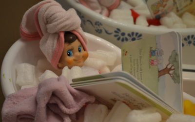 Elf on a Shelf Bathtime in Marshmallow Bubbles