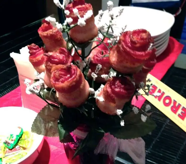 A Valentine Bouquet of Bacon Roses