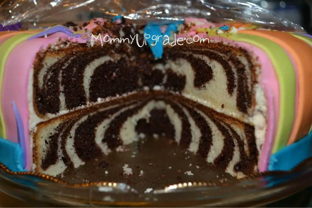 inside of cake with zebra stripes