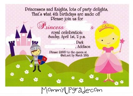 princess and knights party invitation