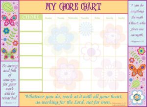 Girls chore chart Scripture Art