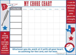 Boys chore chart scripture art