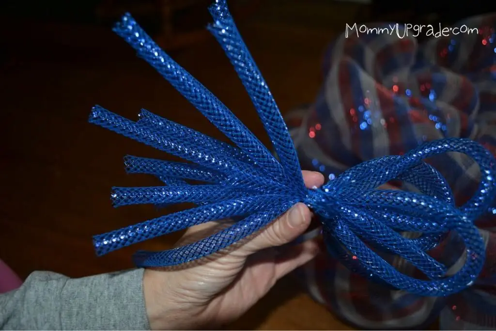 blue string for deco mesh wreath