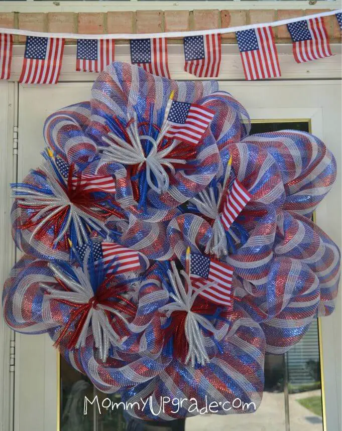 deco mesh flag wreath