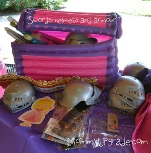 Princess and Knights party wardrobe table