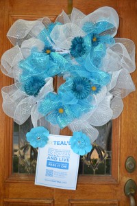 deco mesh wreath tealed