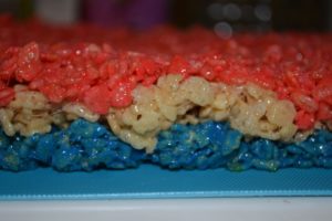 red white and blue rice krispy treats