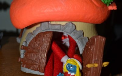 Elf on a Shelf mischief: Day 19 Smurf Village