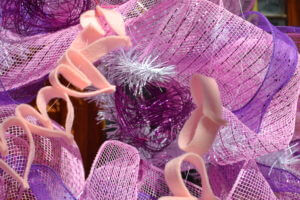 deco mesh wreath close up