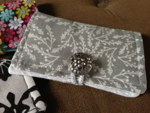 grey fabric business card holder