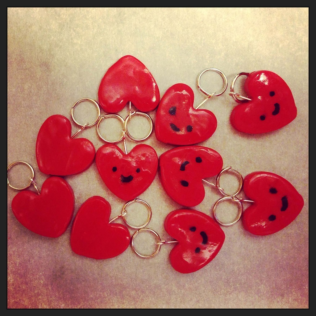 polymer clay heart charms