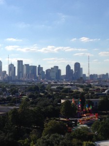view of downtown dallas from the texas star at the state fair of texas