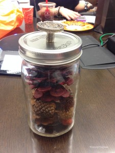 pine cone poupourri jar