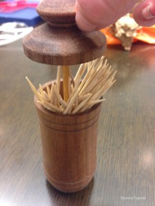 hand carved toothpick dispenser