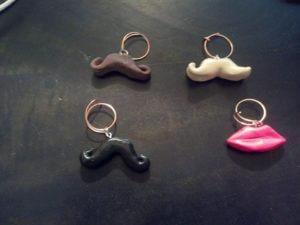 mustache wine charms
