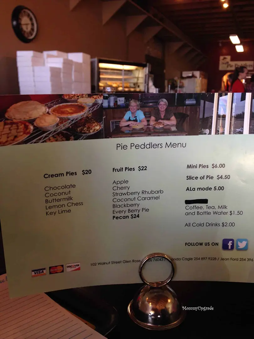 menu at pie peddlers in glen rose texas short menu at pie peddlers
