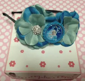 Elsa Frozen headband flowers with rhinestones