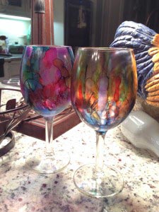 alcohol ink wine glasses