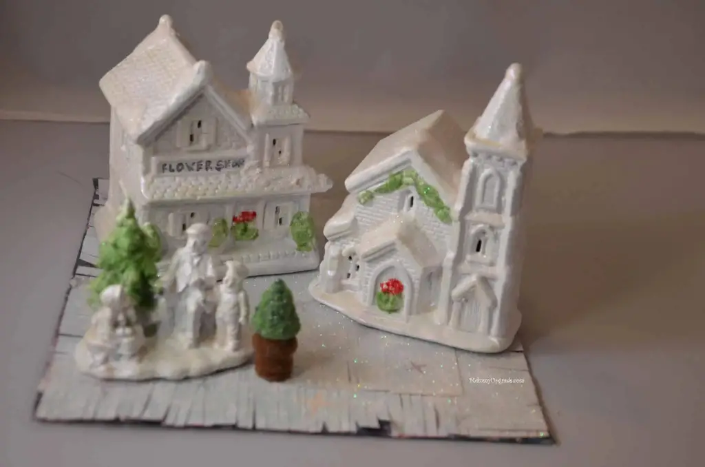 Christmas village on a board Christmas village on a board