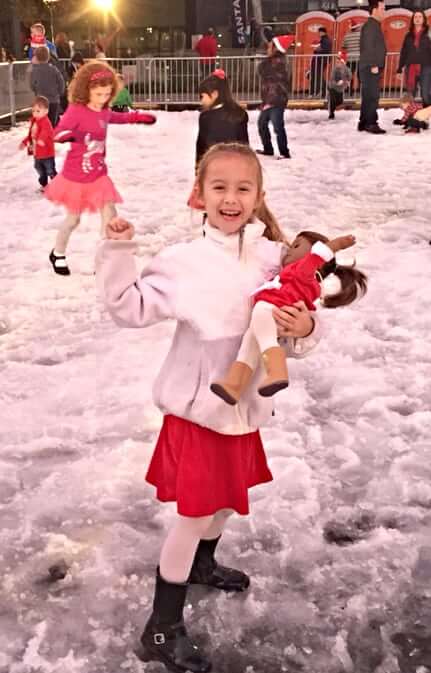 Girl playing in snow