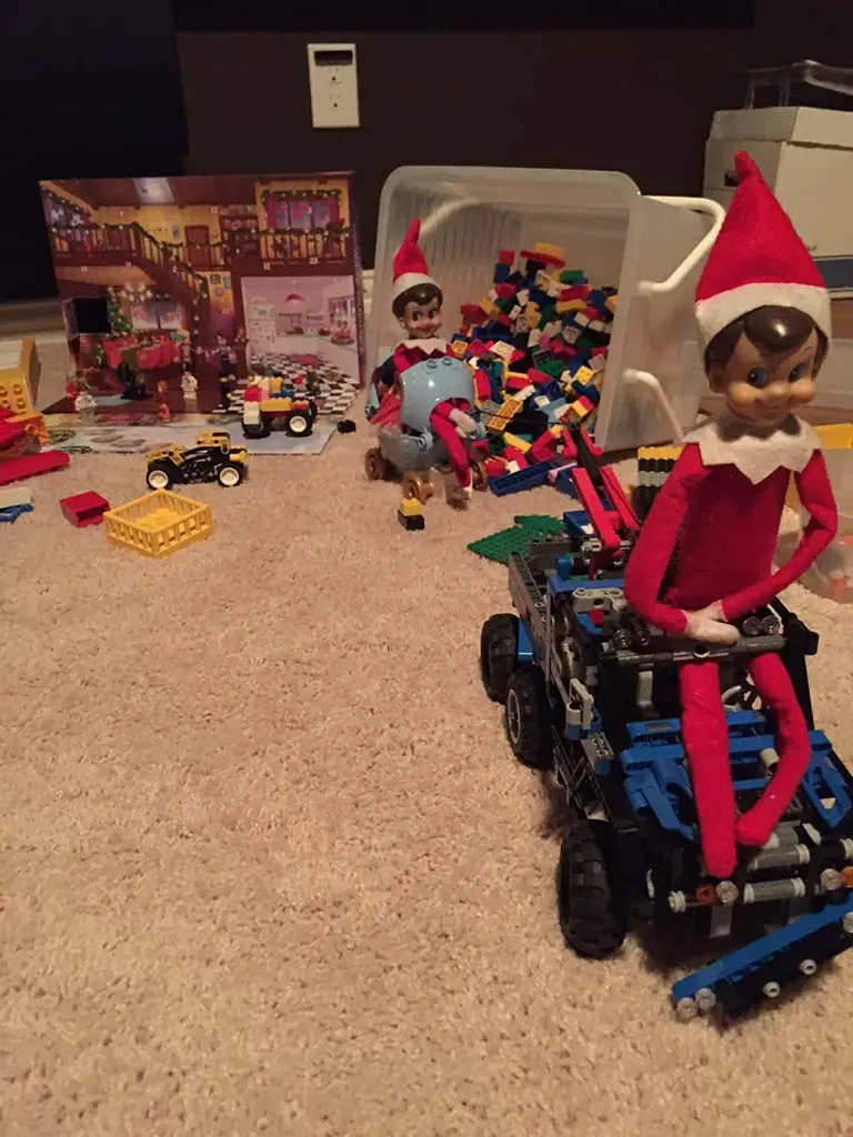 elves riding lego