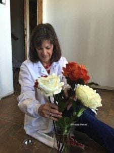 lady arranging flowers in a vase