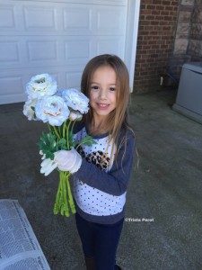 cute girl with flowers