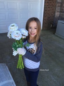 cute girl with flowers