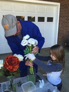 making fake water vases with flowers