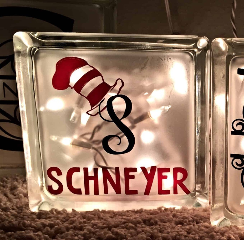 Dr Seuss glass block