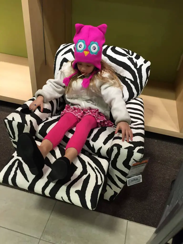Kid's chair for tired shoppers at Nebraska Furniture Mart