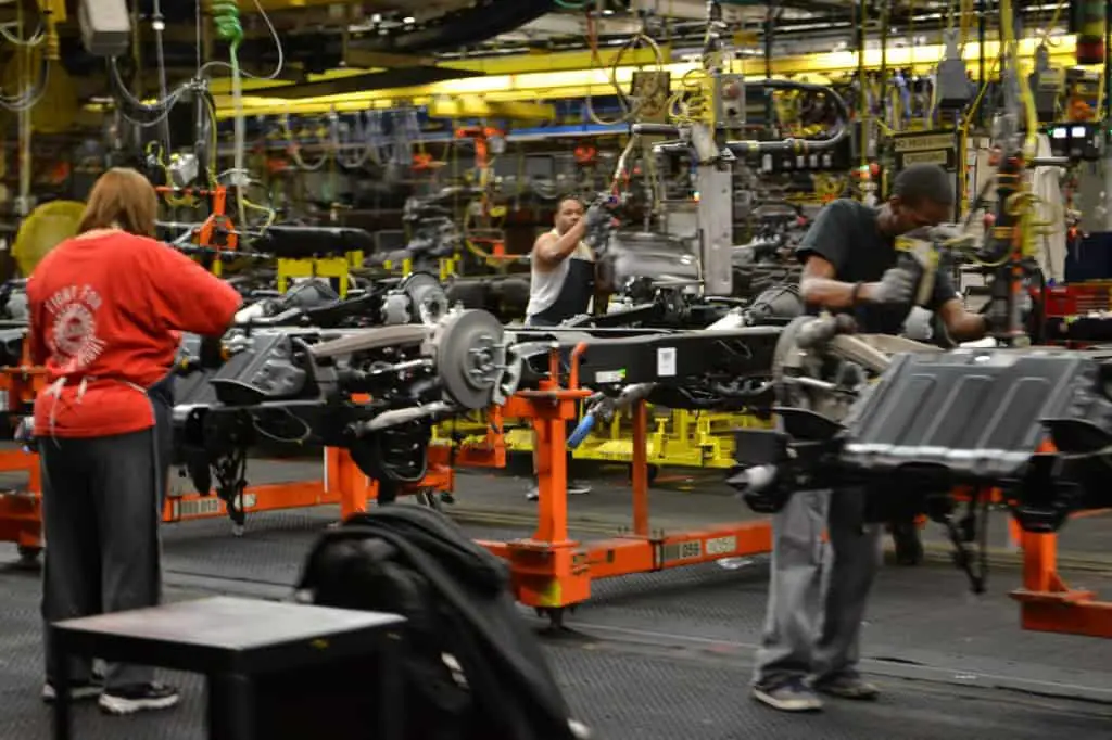 assembly line at GM Arlington plant