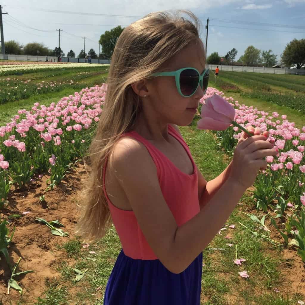 smelling the tulips