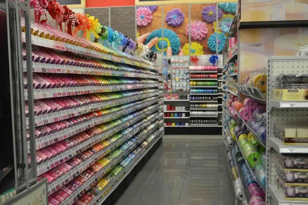 color blocked aisles at Michaels