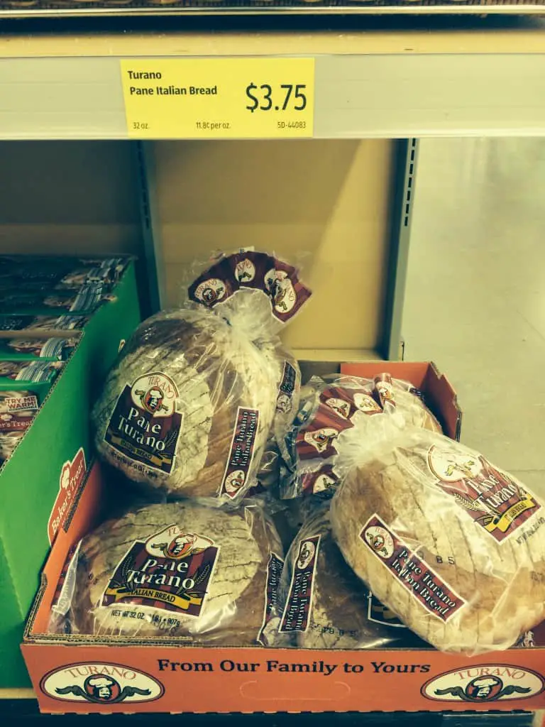 Turano bread on shelves