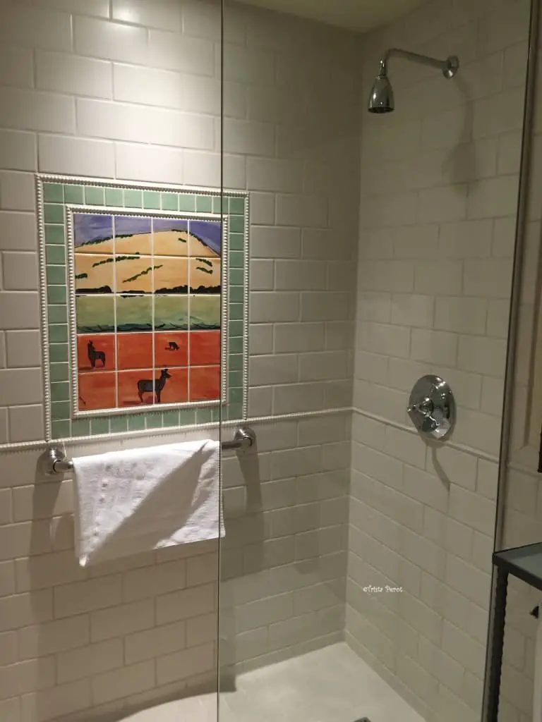 custom tile in shower at la fonda hotel