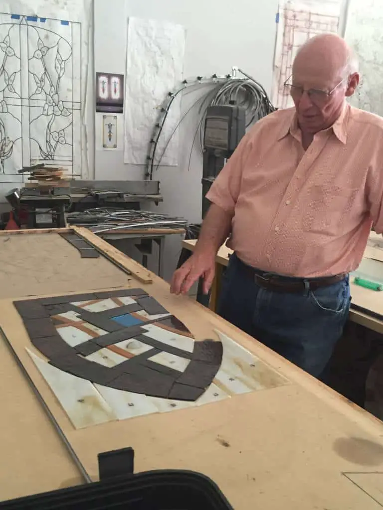 steve trimble with a stained glass project