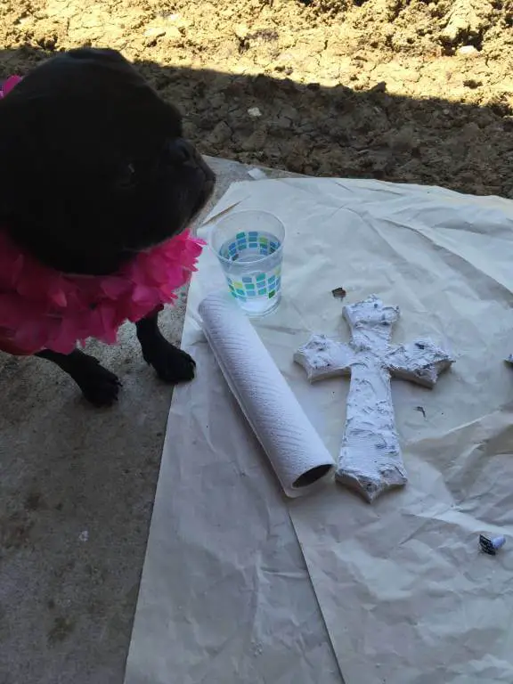 pug helping make mosaic cross p helping make mosaic cross