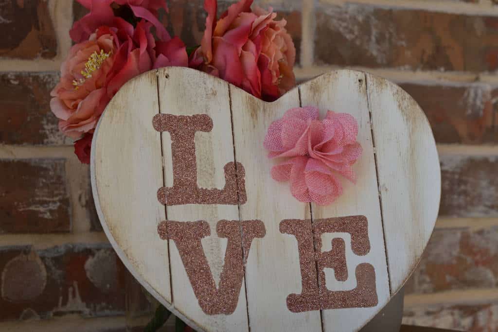 close up shabby chic love sign