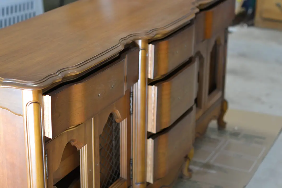 side view before antique dresser