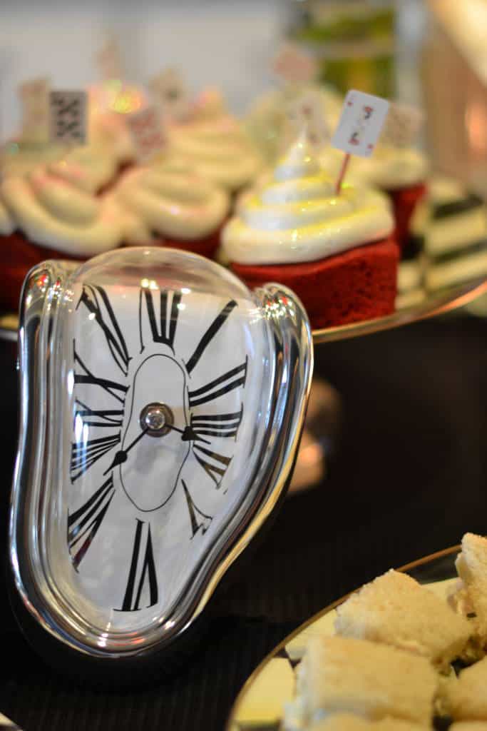 melted clock for mad hatter party