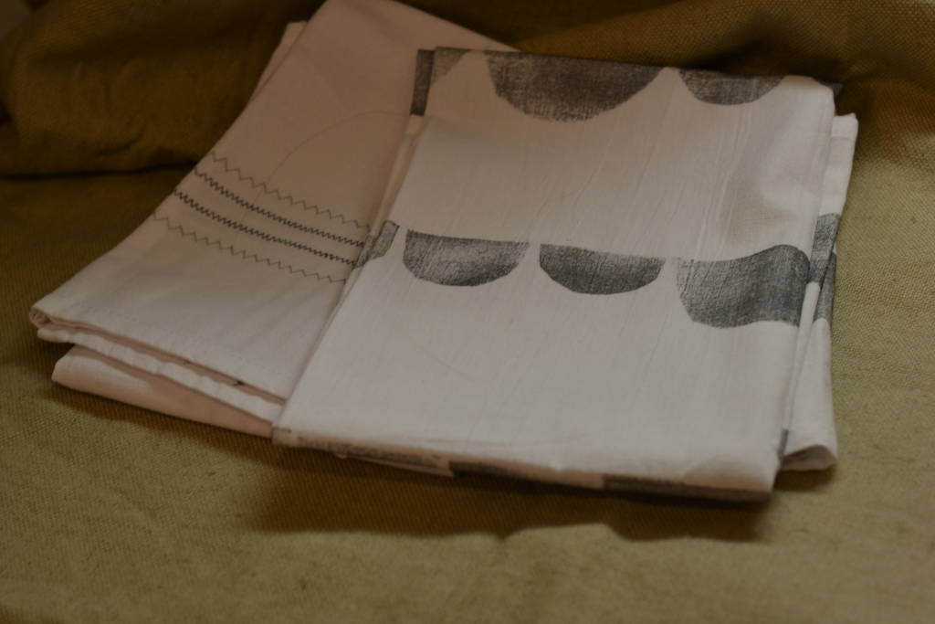 stamped tea towels