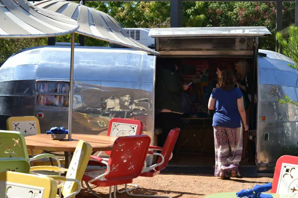 patio garden with airstream at Ida Claire