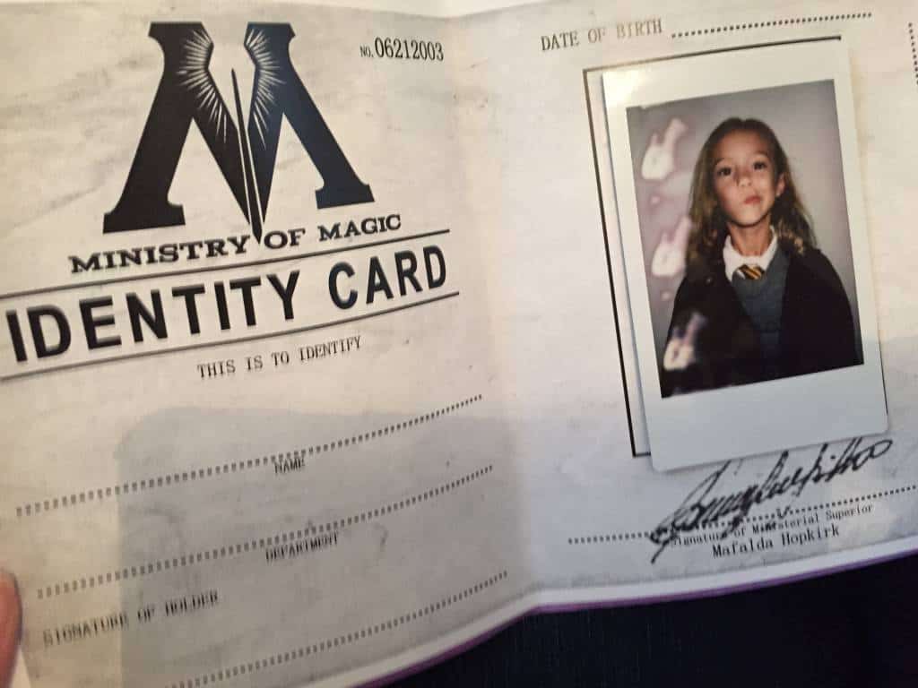 ministry of magic identification card ministry of magic identification card